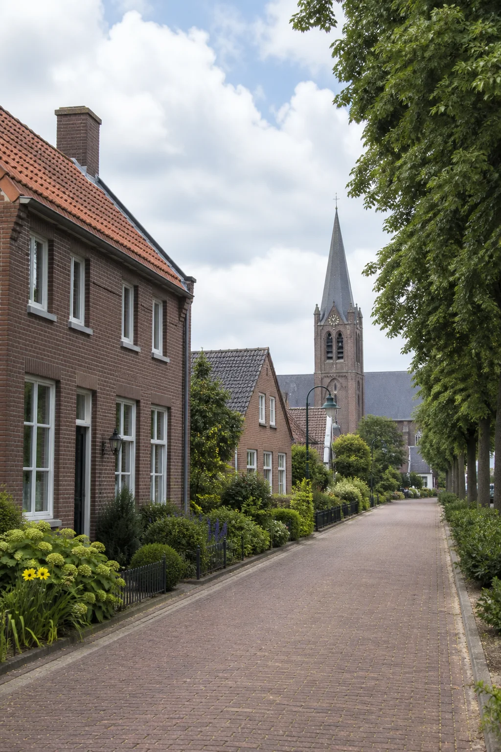 Dorpsomgeving met woningen en groen in Aarle-Rixtel, Noord-Brabant