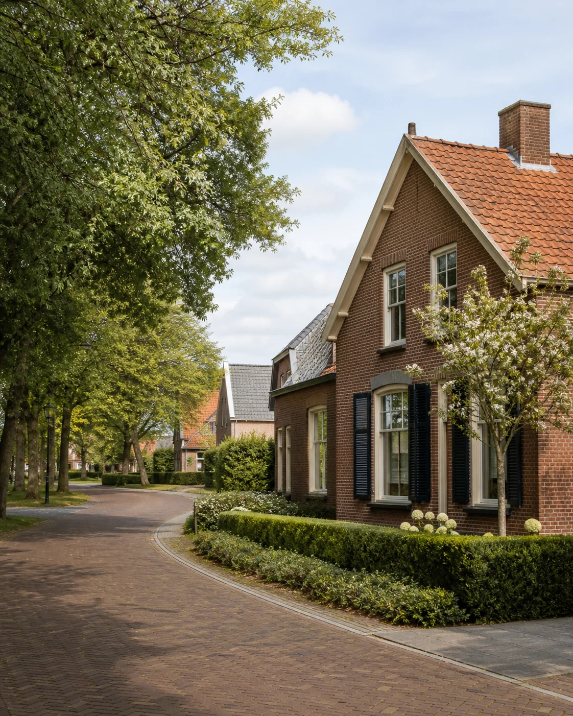 Dorpsomgeving met woningen en groen in Bergeijk, Noord-Brabant