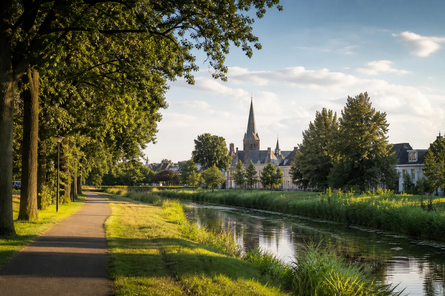 Dorpslandschap met woningen en groen in Best