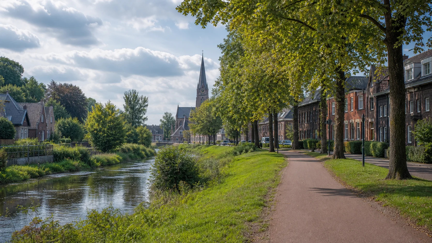 Groen dorpslandschap en woningen rond Geldrop