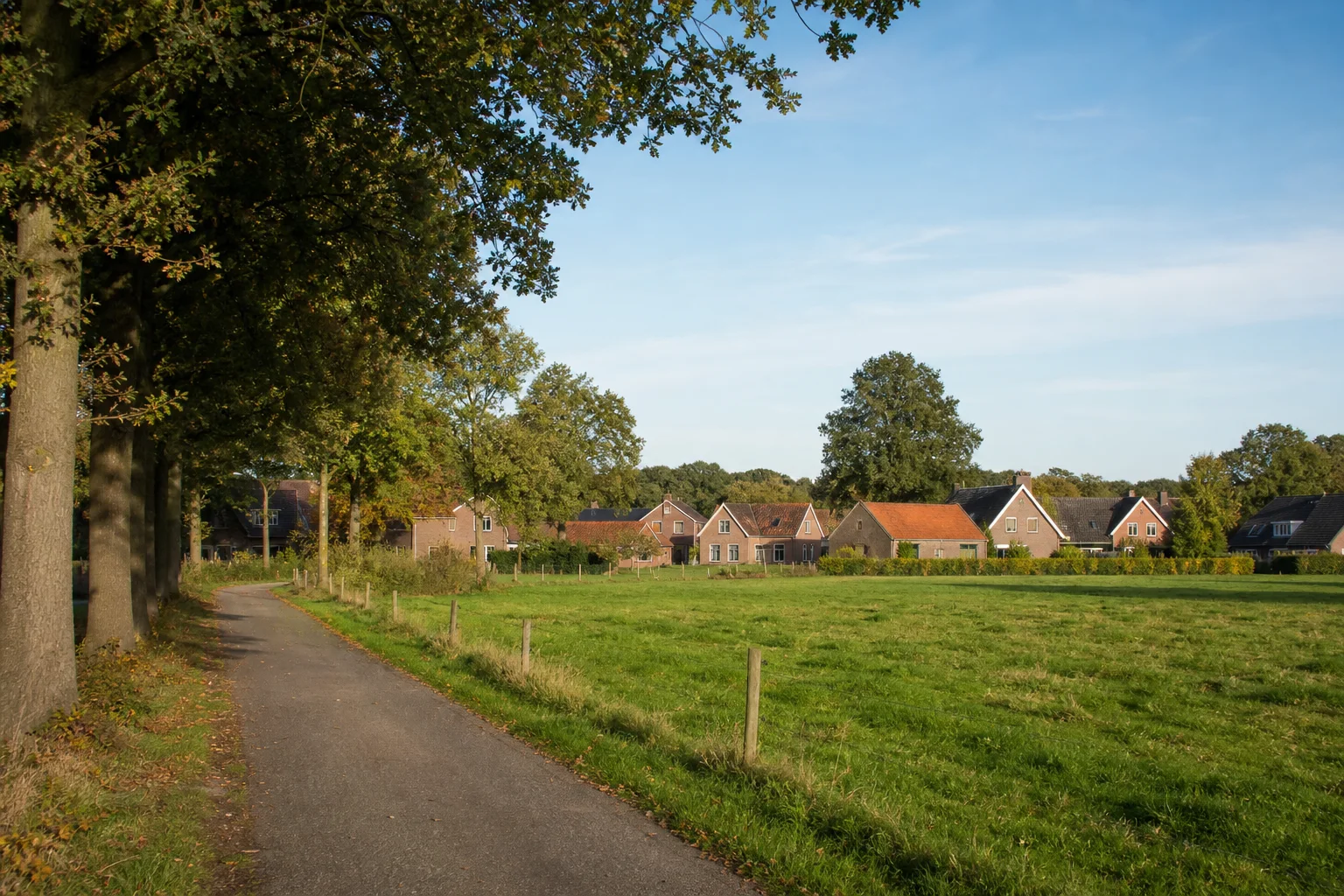 Dorpslandschap met groen en woningen rond Knegsel