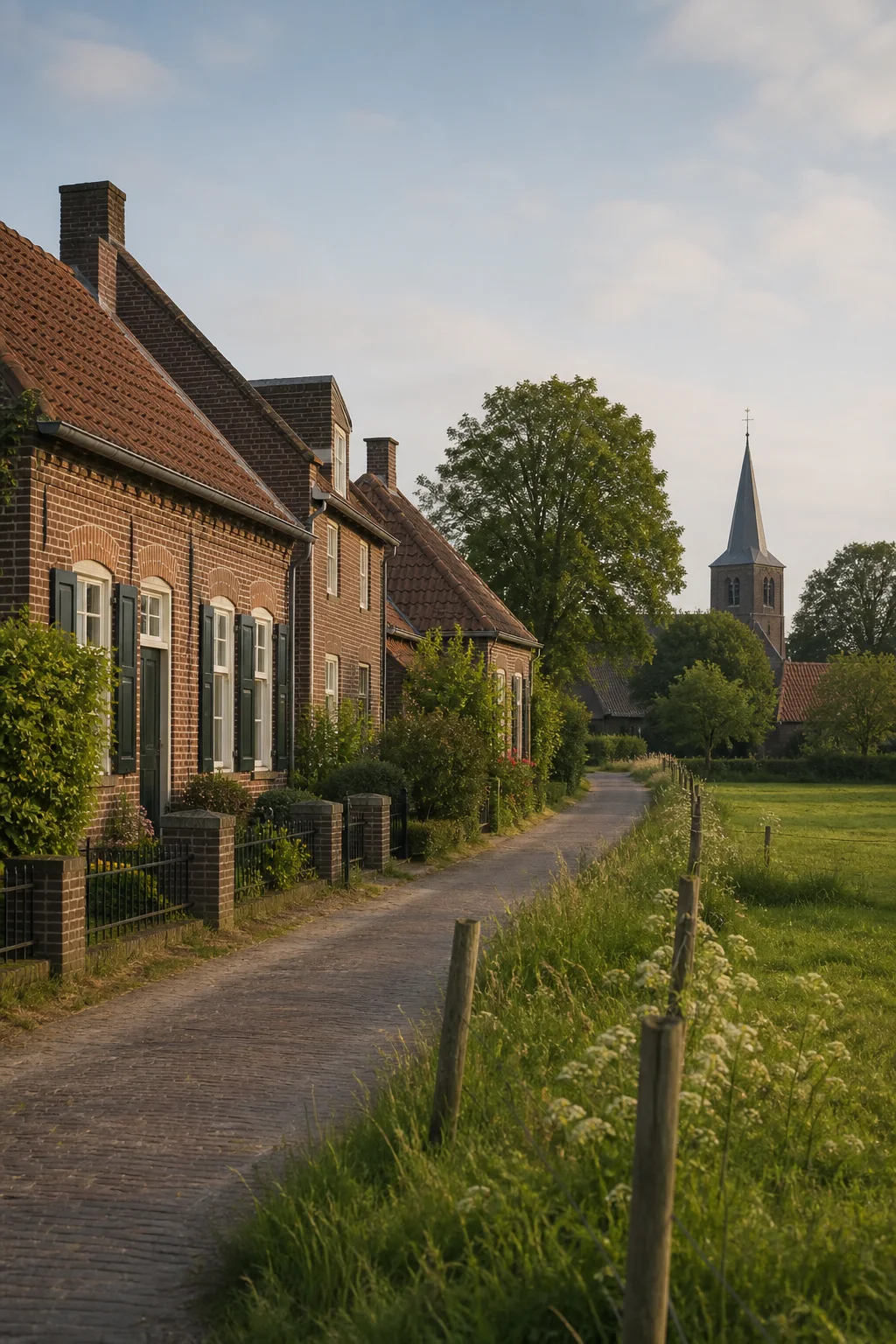 Dorpsomgeving met woningen en groen in Luyksgestel, Noord-Brabant
