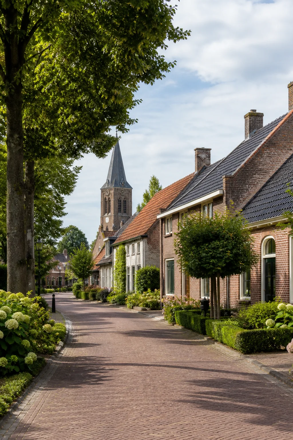 Dorpsomgeving met woningen en groen in Nuenen, Noord-Brabant