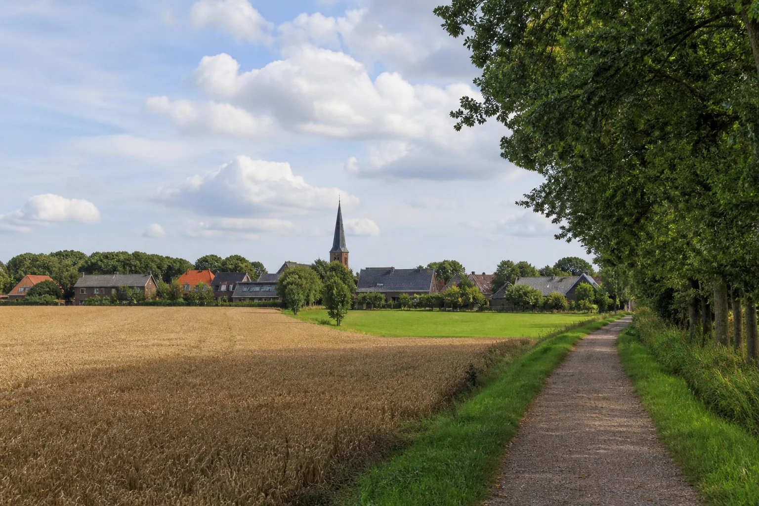 Dorpslandschap rond Riethoven met akkers, bosranden en dorpsbebouwing