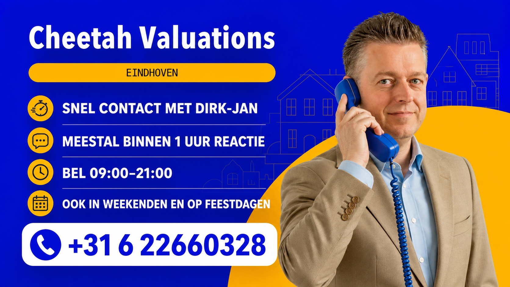 Snel contact met Dirk-Jan voor een hypotheektaxatie in regio Eindhoven