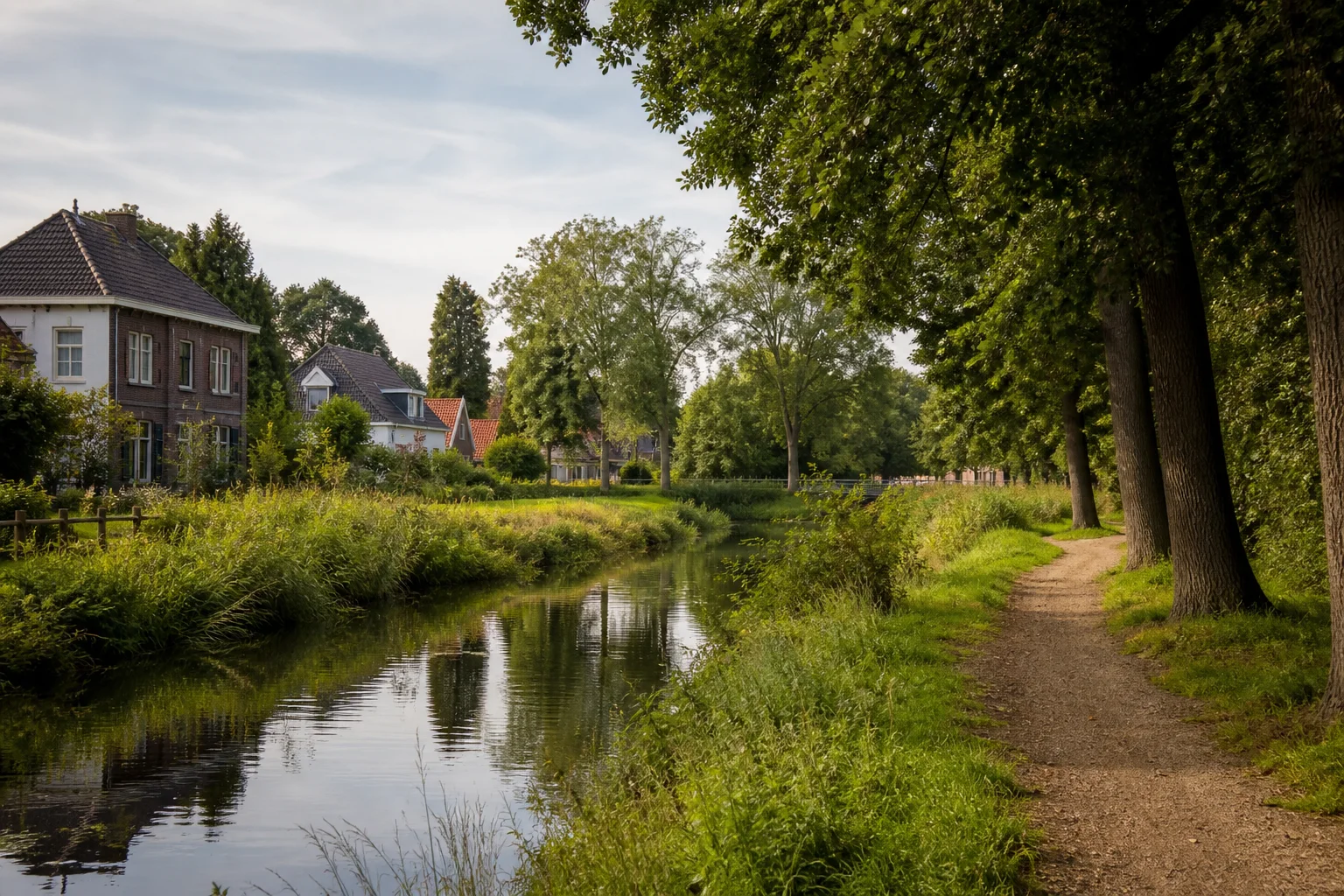 Groene omgeving bij Son en Breugel met bomen en dorpsbebouwing