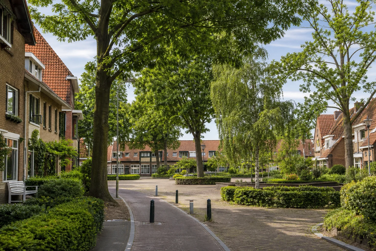 Groene lokale context bij Burghplein in Tuindorp