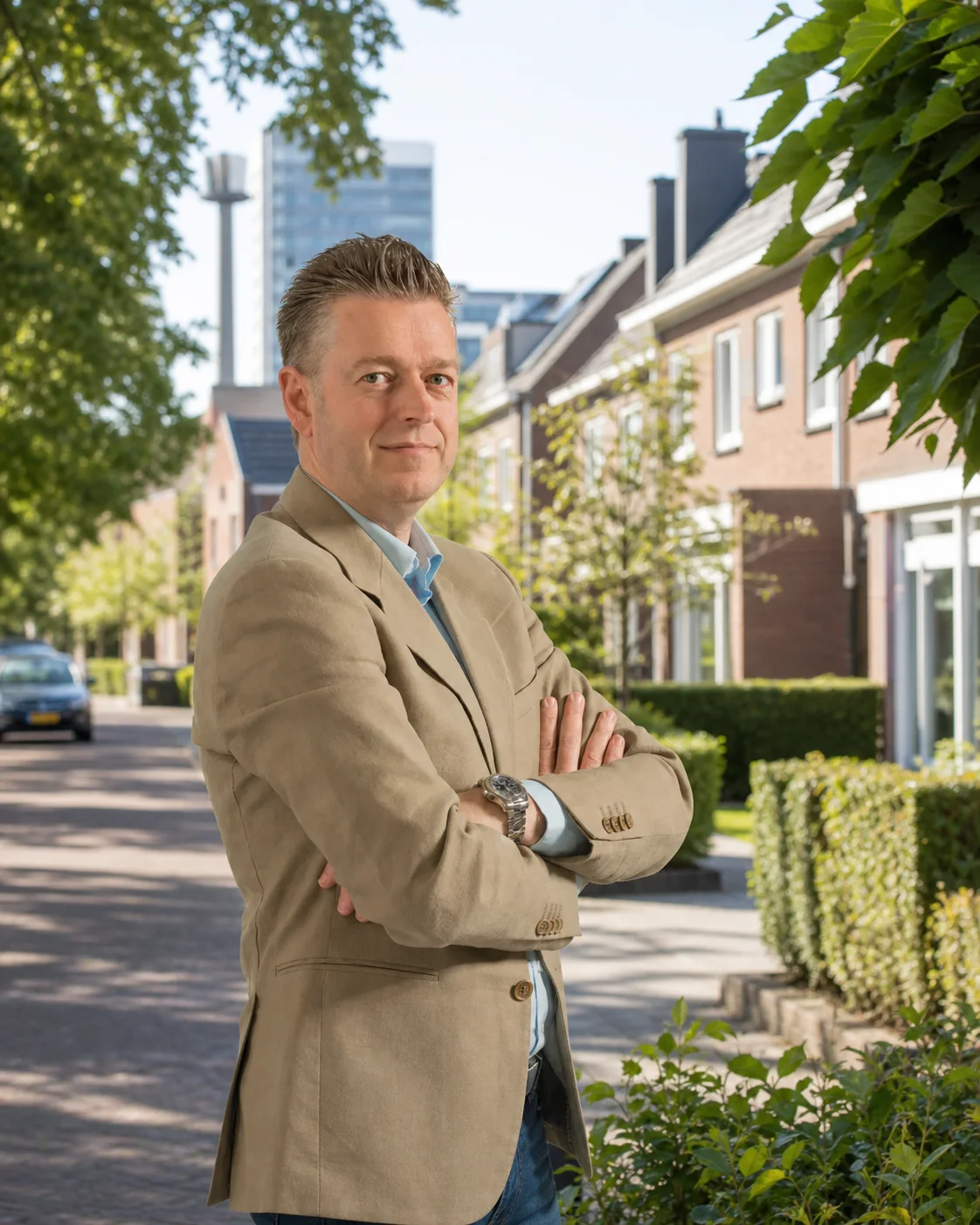 Dorpsomgeving met woningen en groen in Veldhoven, Noord-Brabant