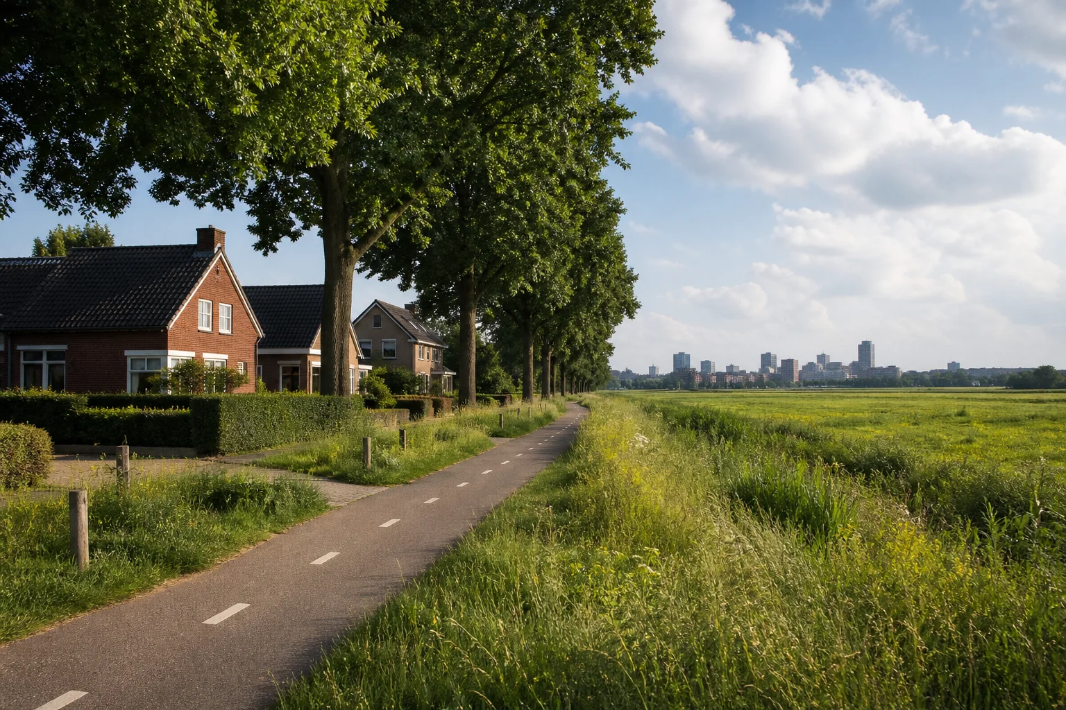 Dorpslandschap met woningen en groen rond Veldhoven