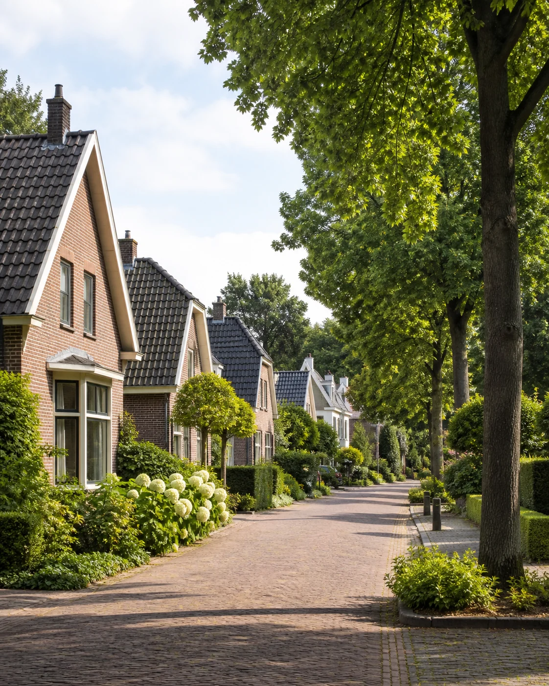 Dorpsomgeving met woningen en groen in Waalre, Noord-Brabant