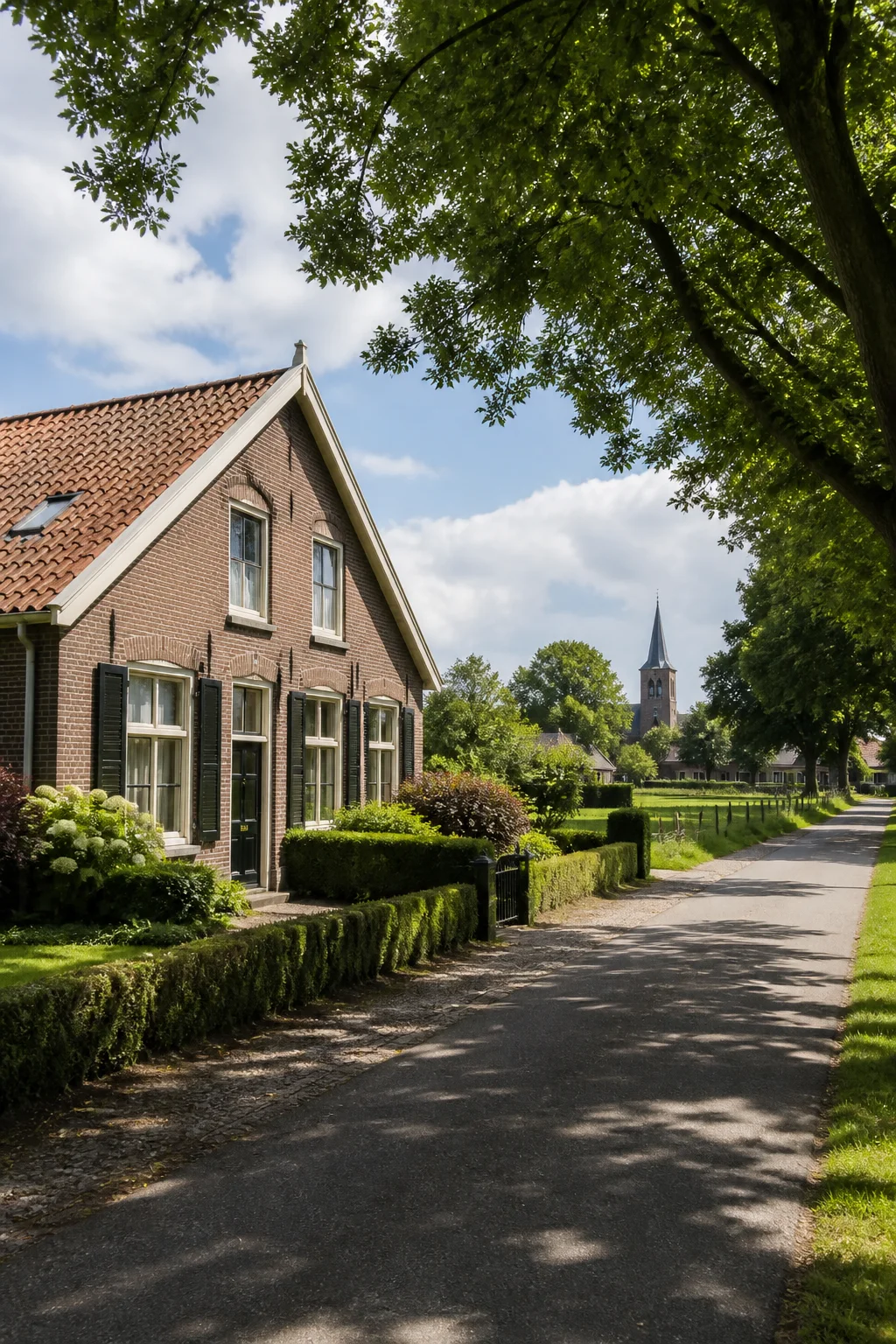 Dorpsomgeving met woningen in Wintelre, Noord-Brabant